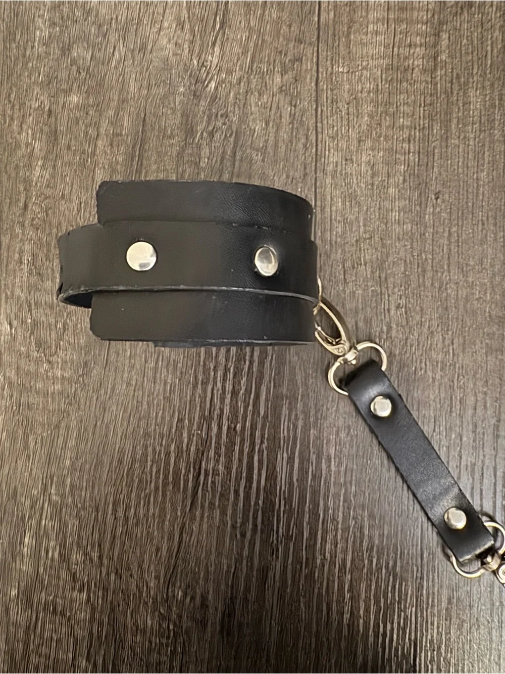 Black Unisex Wrist Cuff with Silver Hardware